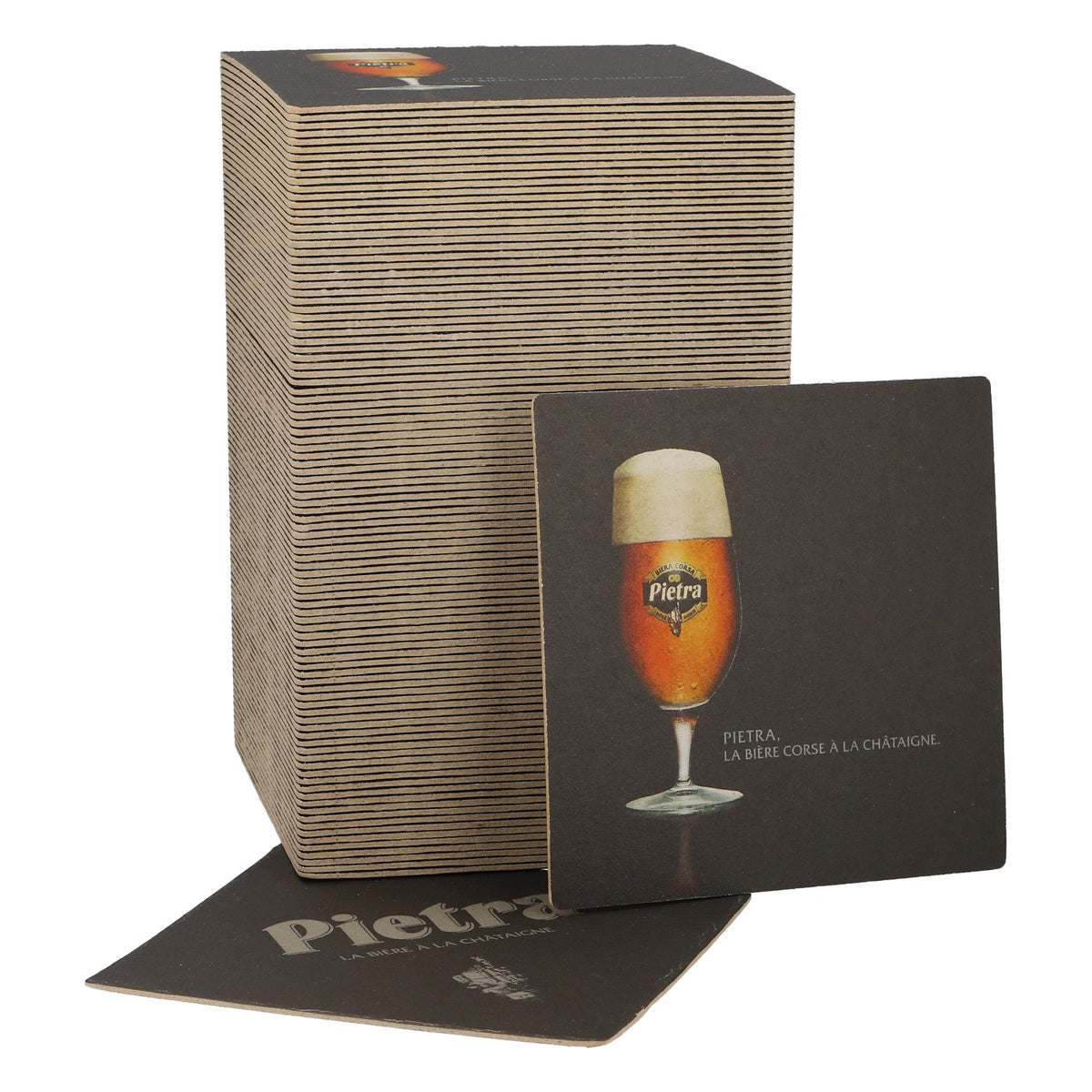 Pietra Bier : sous-verre, nouveau, en papier noir, pour verre