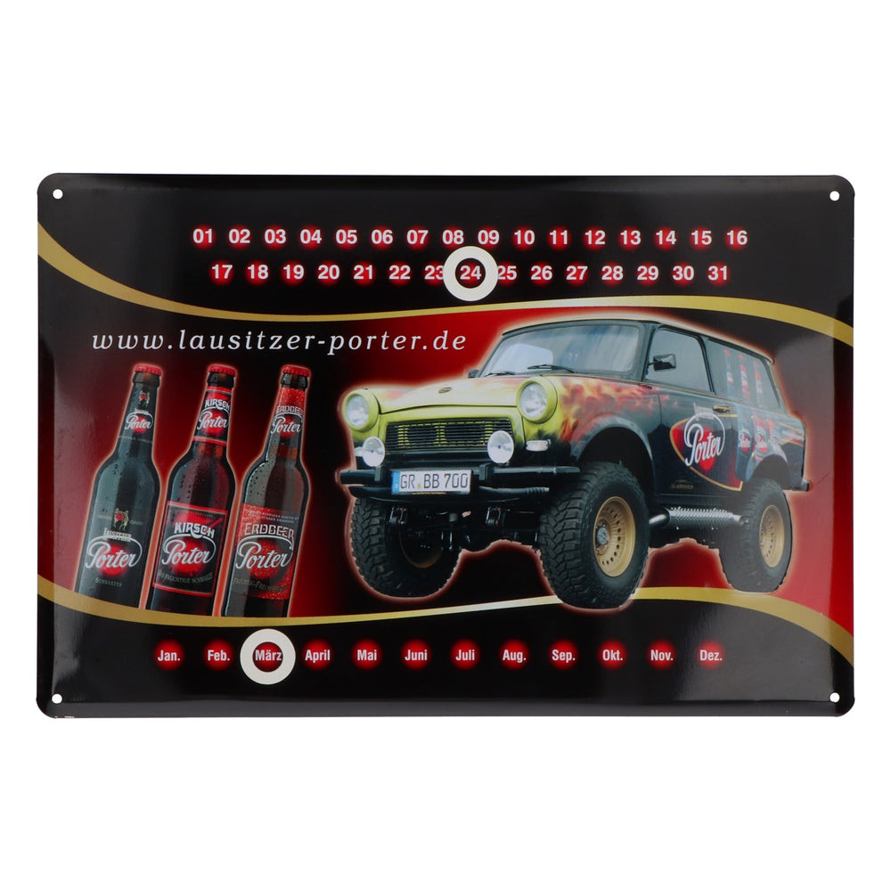 Plaque métallique « Porter Bier »  Calendrier perpétuel  Décoration murale « Trabant Truck »