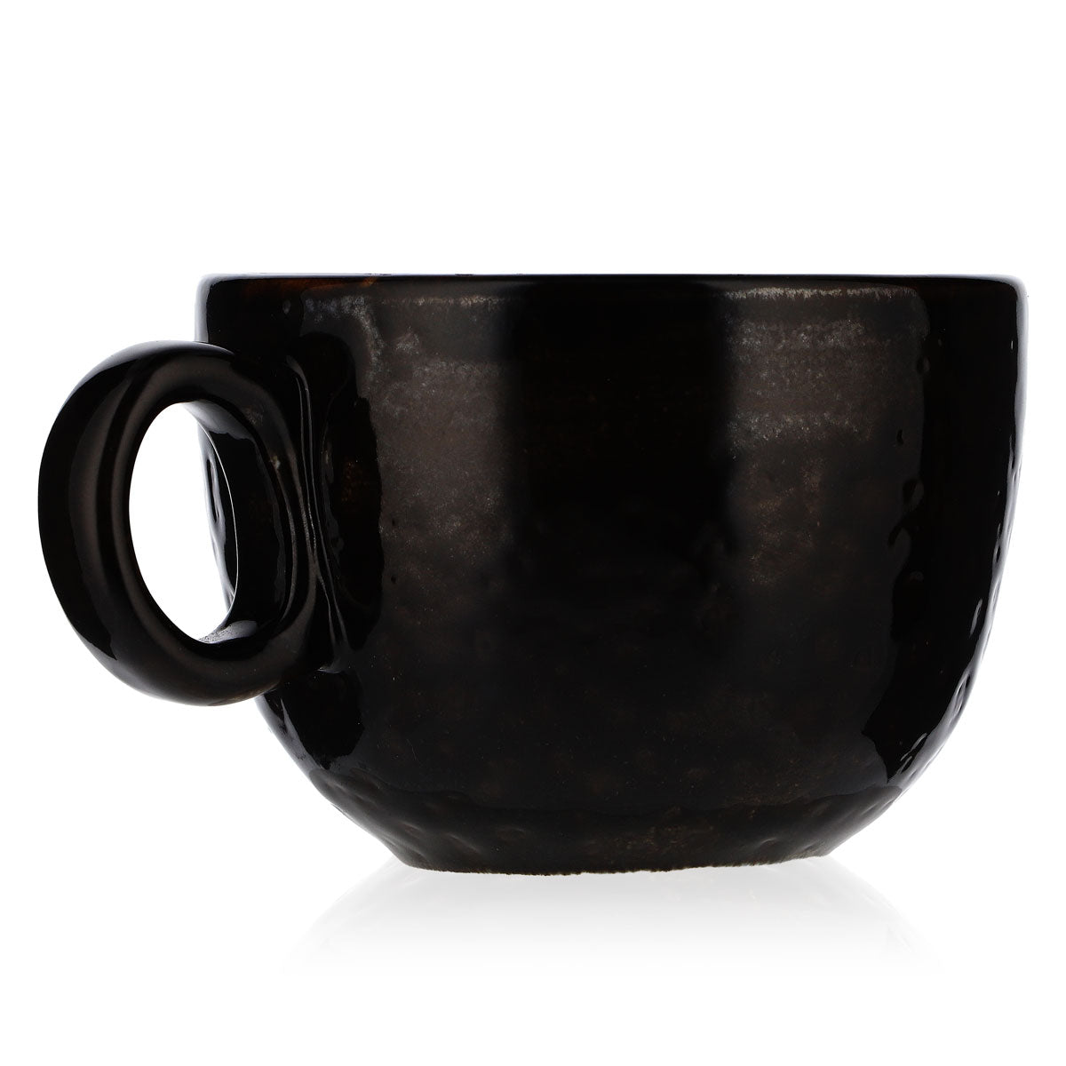 Porcelaine  Tasse à café Tasse à latte avec anse Noir mat – Vue 5