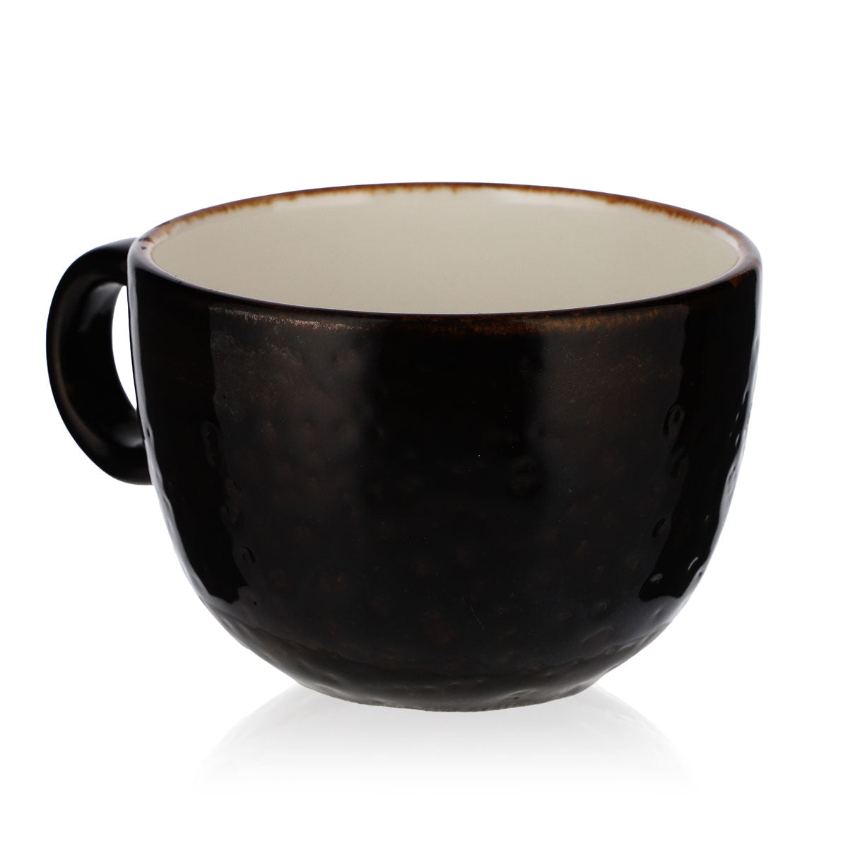 Porcelaine  Tasse à café Tasse à latte avec anse Noir mat – Vue 6