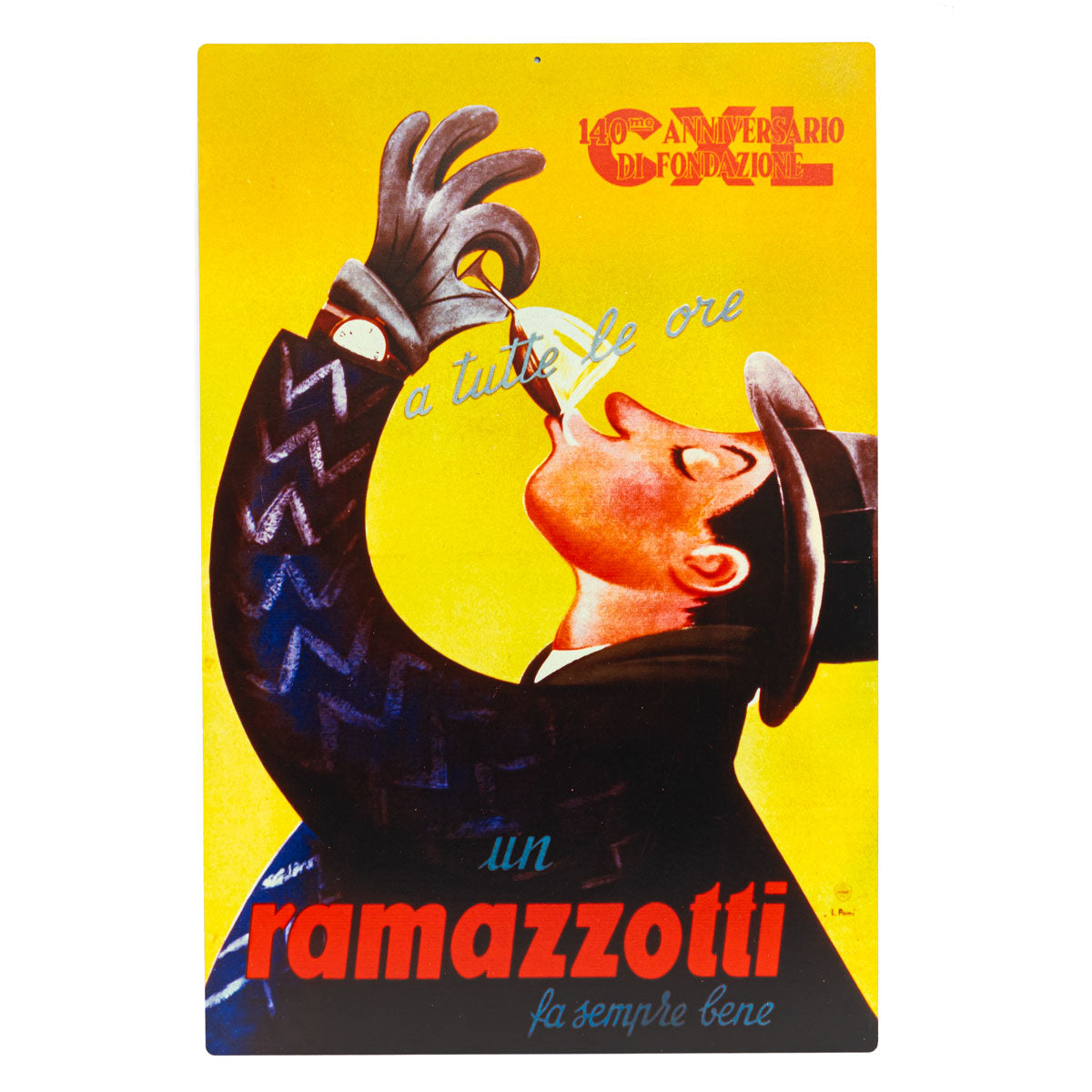 Ramazzotti Liqueur Plaque métallique Décoration murale 60x40 cm « a tutte le ore »