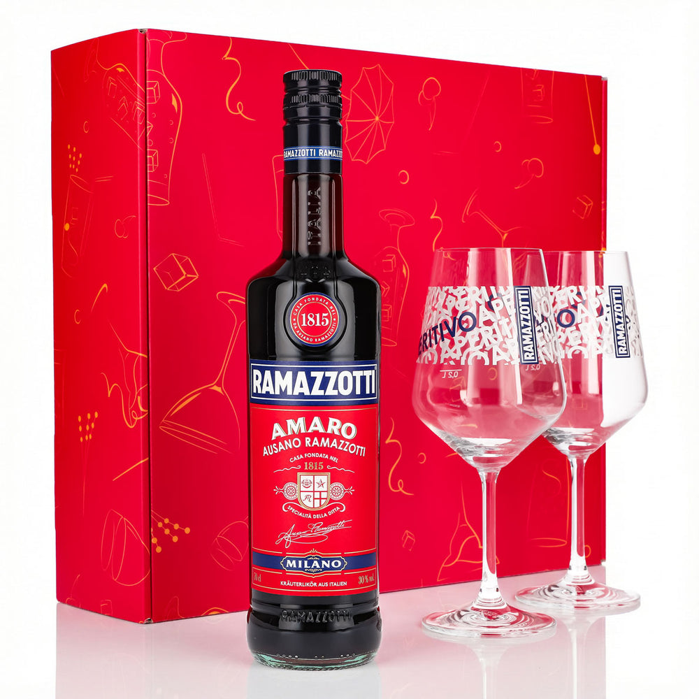 Coffret cadeau liqueur Ramazzotti 0,7 l 30 % + verre ballon I Rose