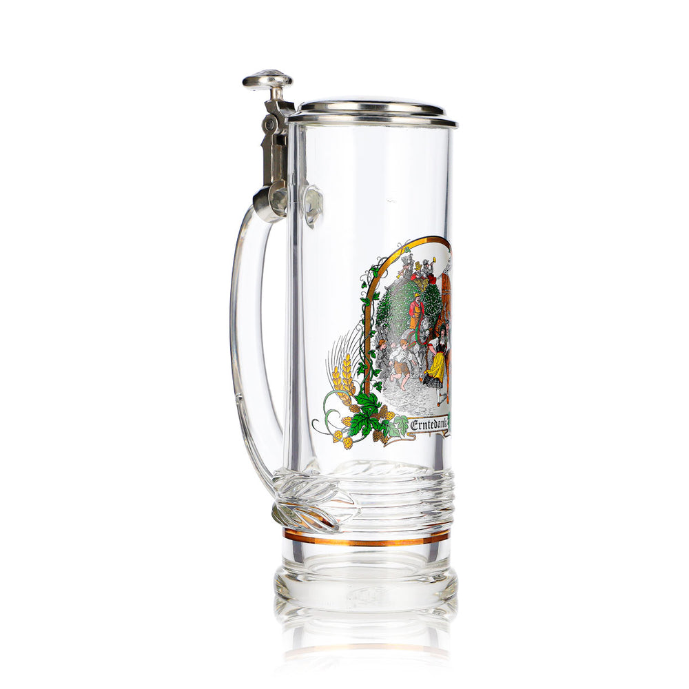 Verre à bière Rastal, chope de 0,5 l, motif « Erntedank », couvercle argenté