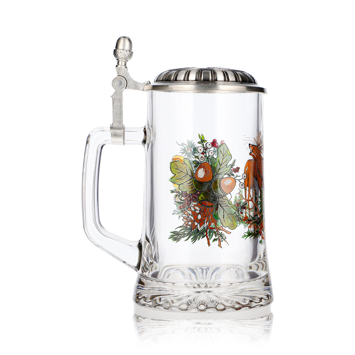 Verre à bière Rastal, chope de 0,5 l avec couvercle en étain représentant un cerf – Vue 3