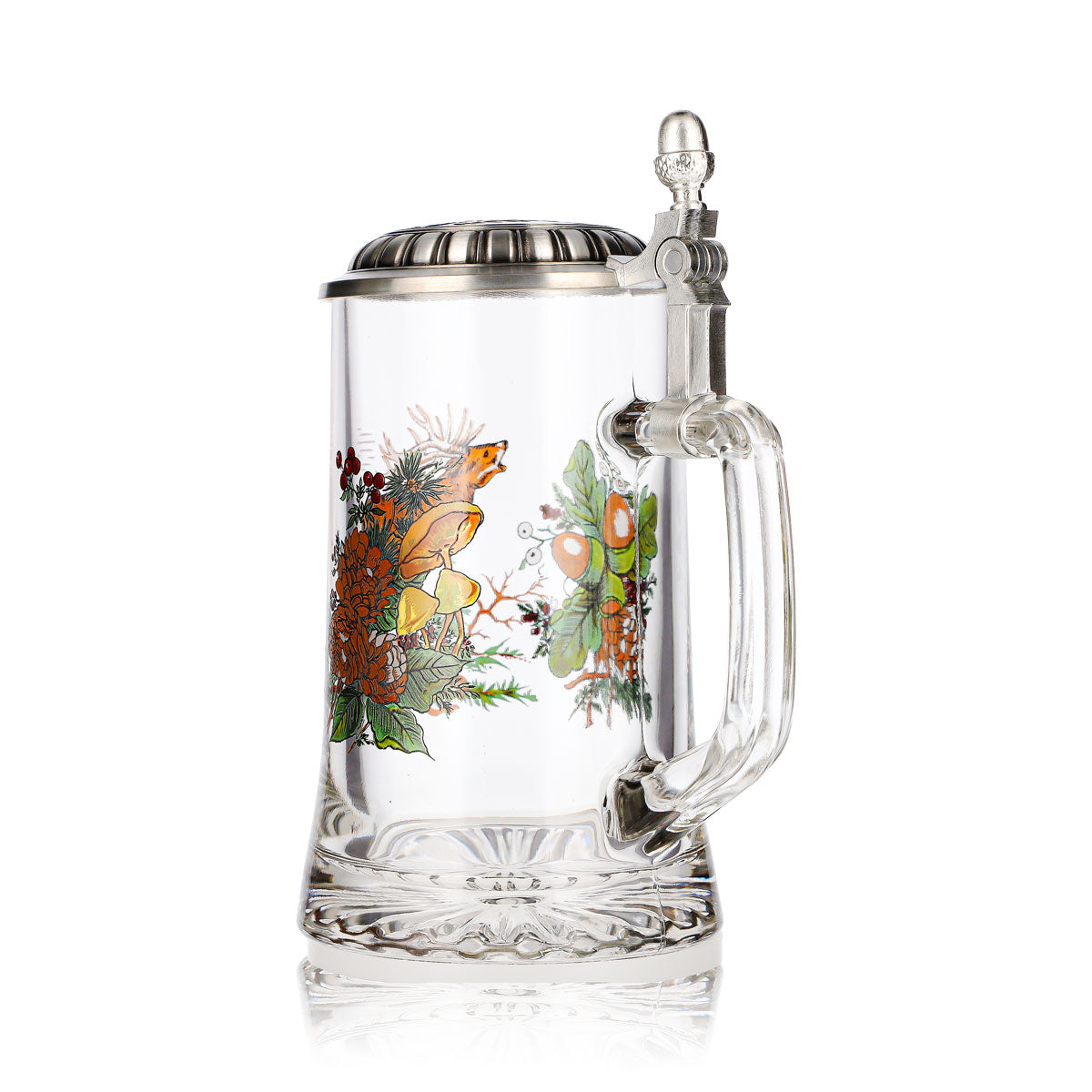 Verre à bière Rastal, chope de 0,5 l avec couvercle en étain représentant un cerf – Vue 4