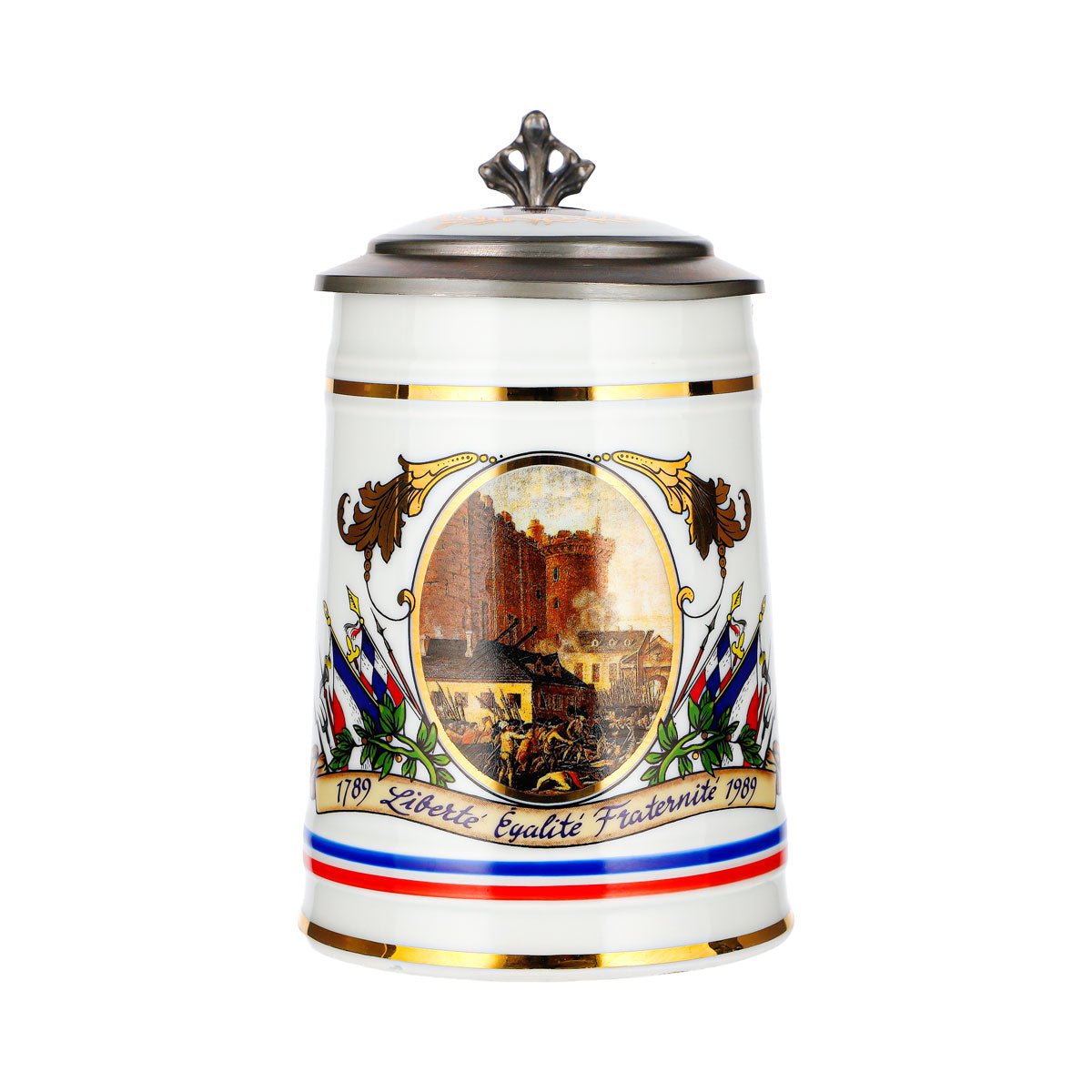 Chope Rastal « Révolution française » : couvercle en étain, verre, céramique – Vue 2