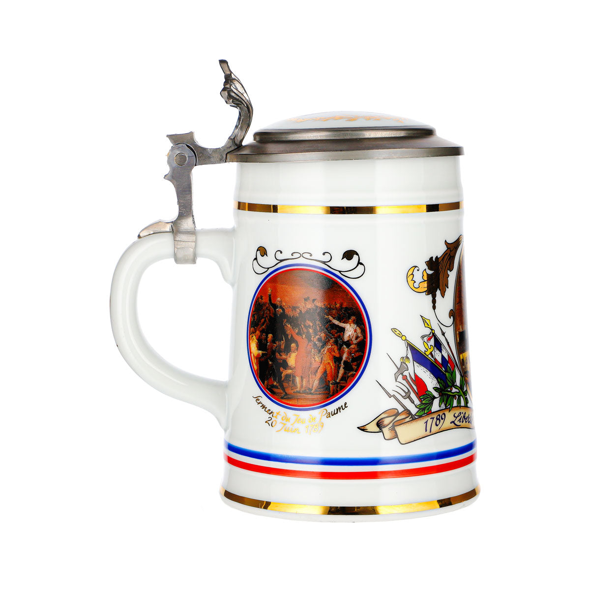 Chope Rastal « Révolution française » : couvercle en étain, verre, céramique – Vue 3