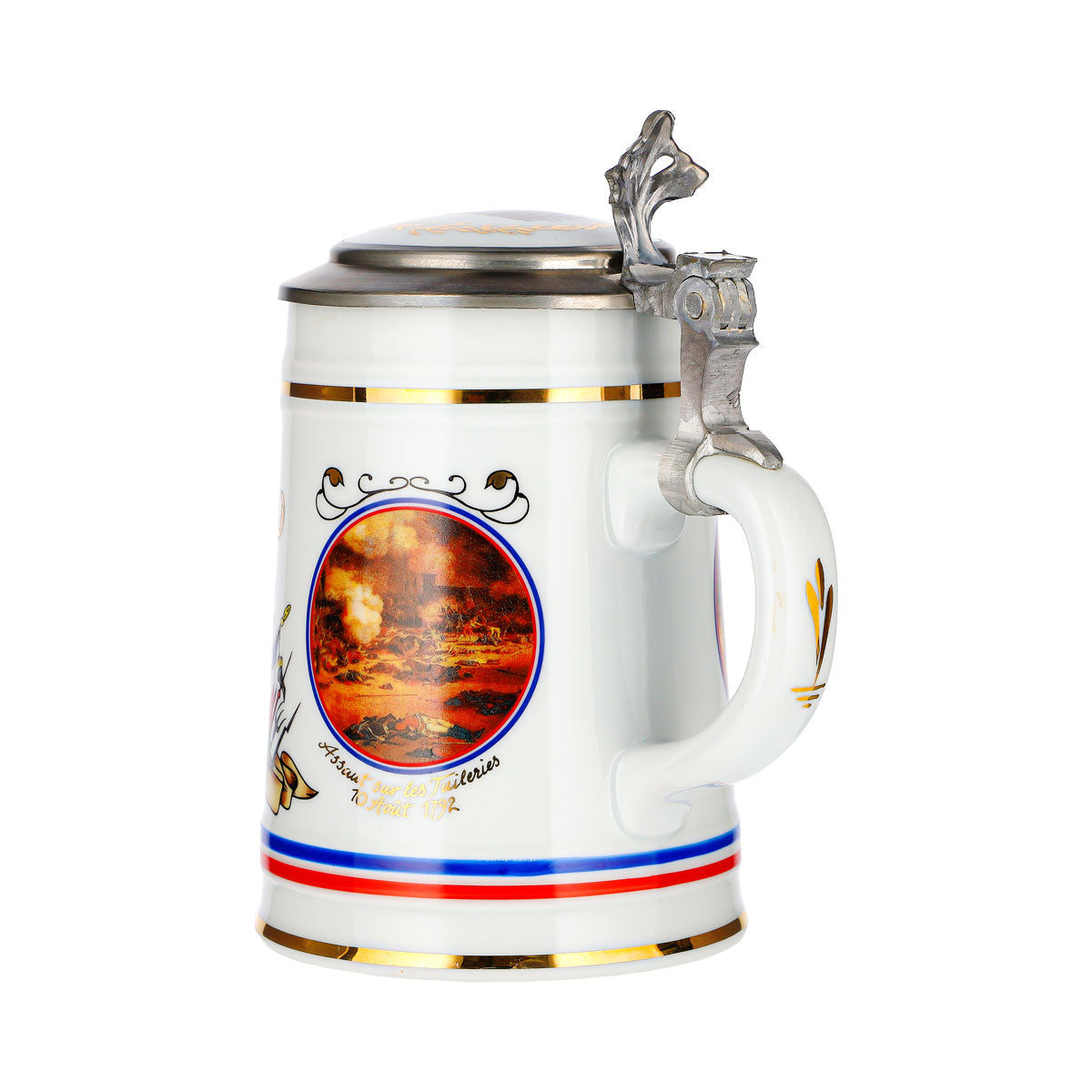 Chope Rastal « Révolution française » : couvercle en étain, verre, céramique – Vue 4