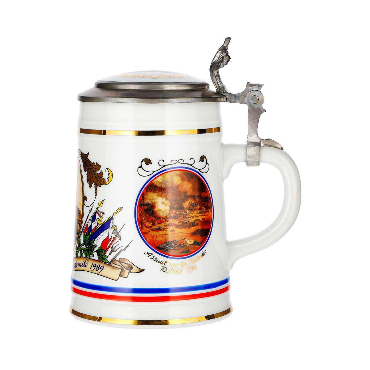 Chope Rastal « Révolution française » : couvercle en étain, verre, céramique – Vue 5