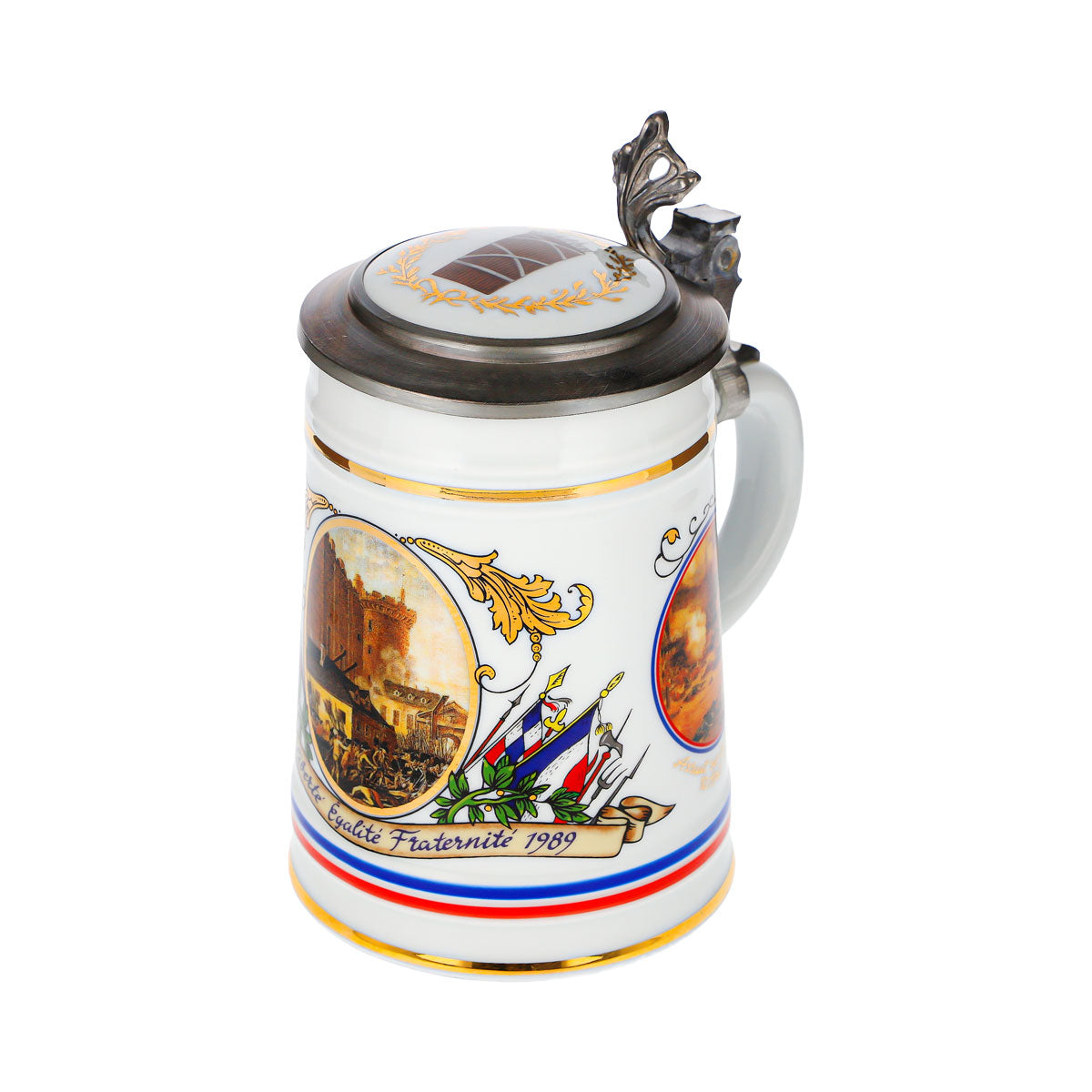Chope Rastal « Révolution française » : couvercle en étain, verre, céramique – Vue 6