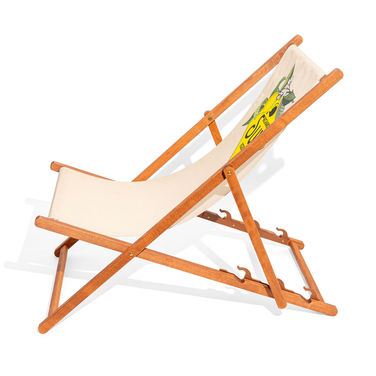 Chaise longue Richards Sun Thé glacé Transat de plage beige jaune pliable en bois – Vue 3