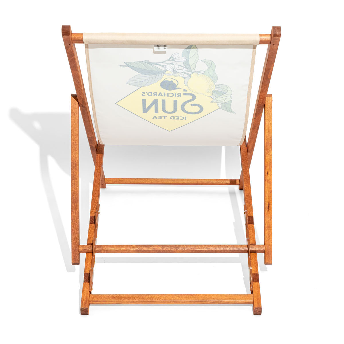 Chaise longue Richards Sun Thé glacé Transat de plage beige jaune pliable en bois – Vue 5