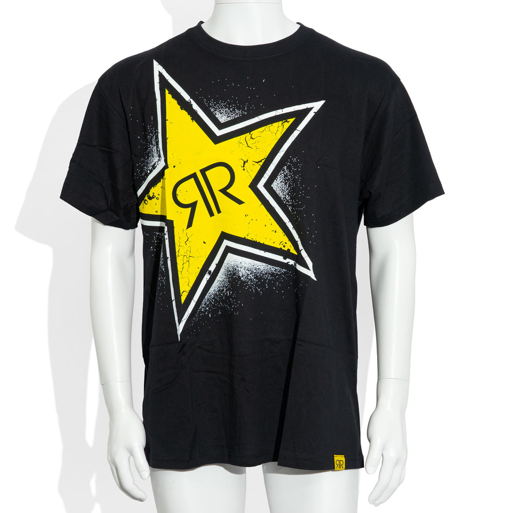 T-shirt unisexe en coton Rockstar Energy, noir (étoile jaune), taille L