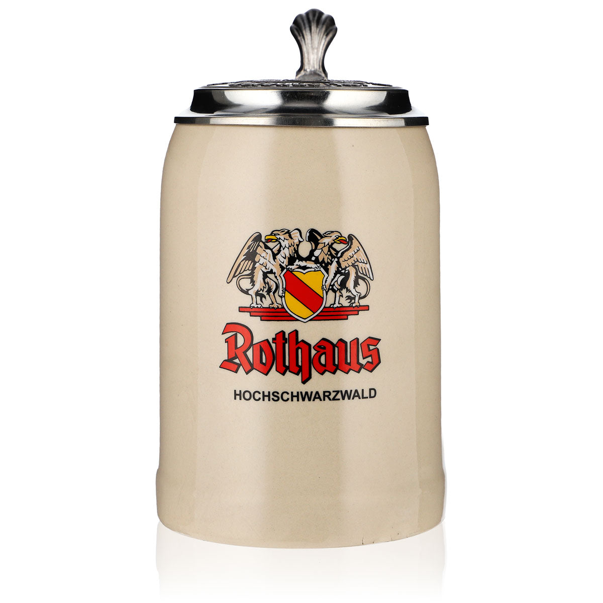Verre à bière Rothaus 0,5 l Chope en terre cuite avec couvercle en étain Verre de collection Seidel Rastal