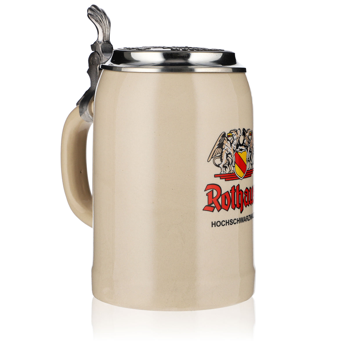 Verre à bière Rothaus 0,5 l Chope en terre cuite avec couvercle en étain Verre de collection Seidel Rastal – Vue 2