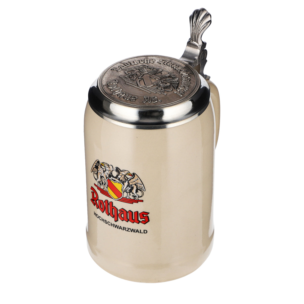 Verre à bière Rothaus 0,5 l Chope en terre cuite avec couvercle en étain Verre de collection Seidel Rastal – Vue 7