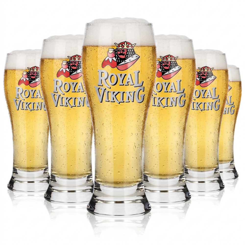 Lot de 6 verres à bière Royal Viking, 0,33 l, verre à bière avec logo rétro Durobor, verre de collection