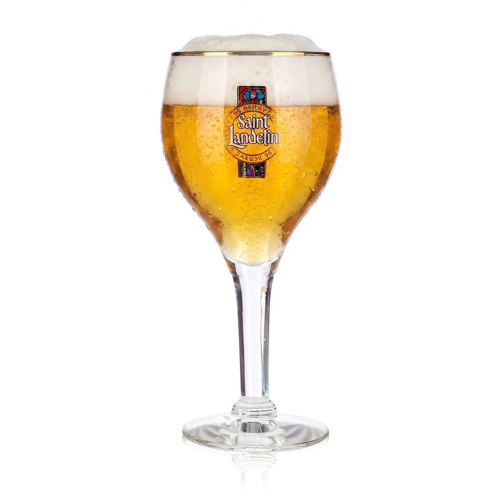 Verre à bière Saint Landelin, 0,25 l, forme de coupe, bord doré
