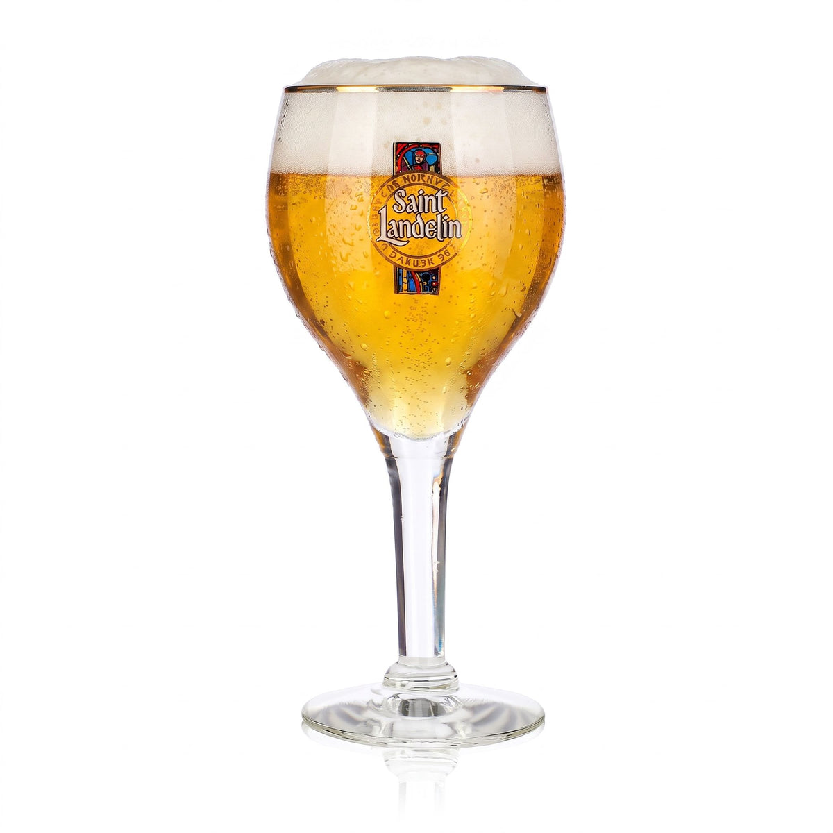 Verre à bière Saint Landelin, 0,25 l, forme de coupe, bord doré