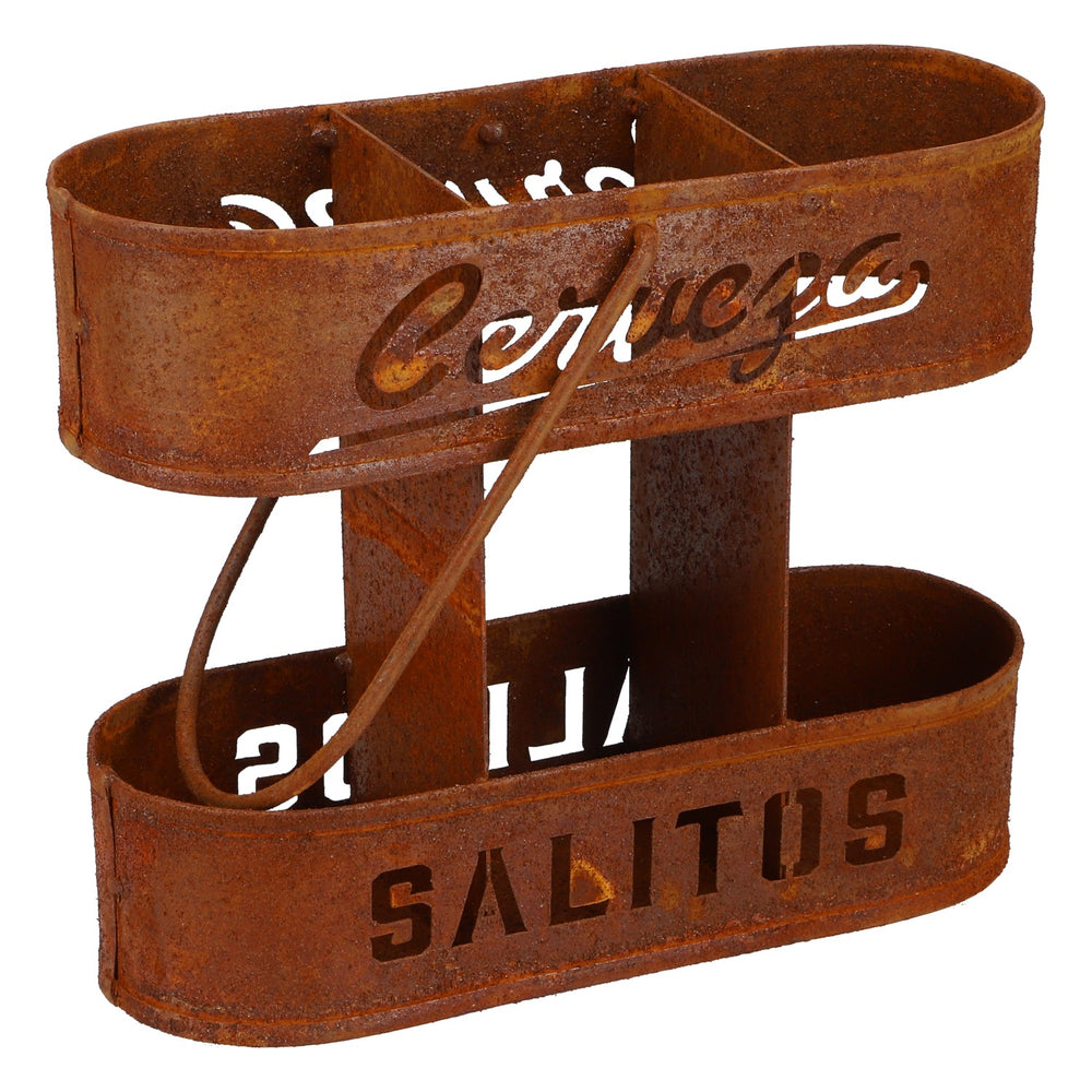 Porte-bouteilles métallique Salitos pour 3 bouteilles de bière, édition Rosted