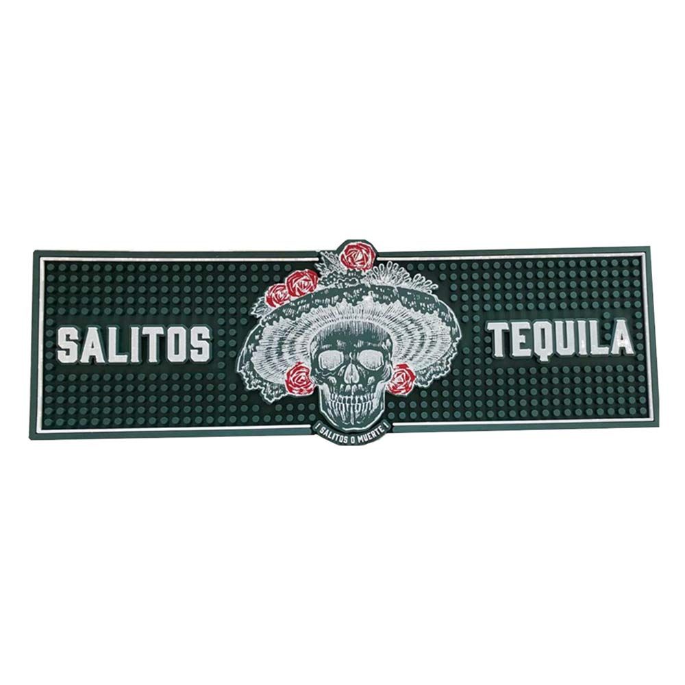Salitos Tapis de bar pour bière 50 x 16 cm vert Tequila Tapis égouttoir Verres Runner XL Bar