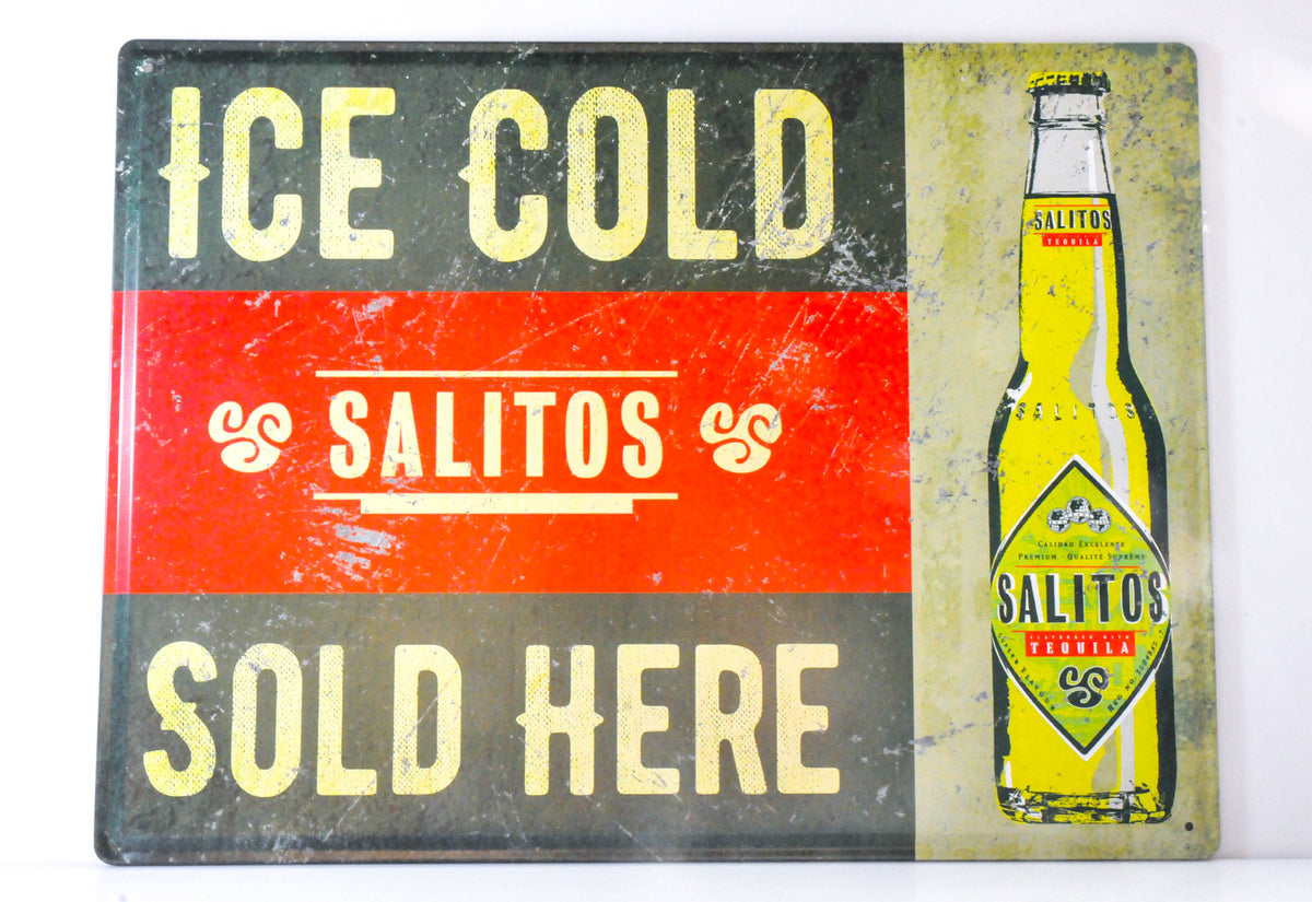 Salitos plaque métallique pour bière 40 x 30 cm « Ice Cold Sold Here » panneau publicitaire mural – Vue 2