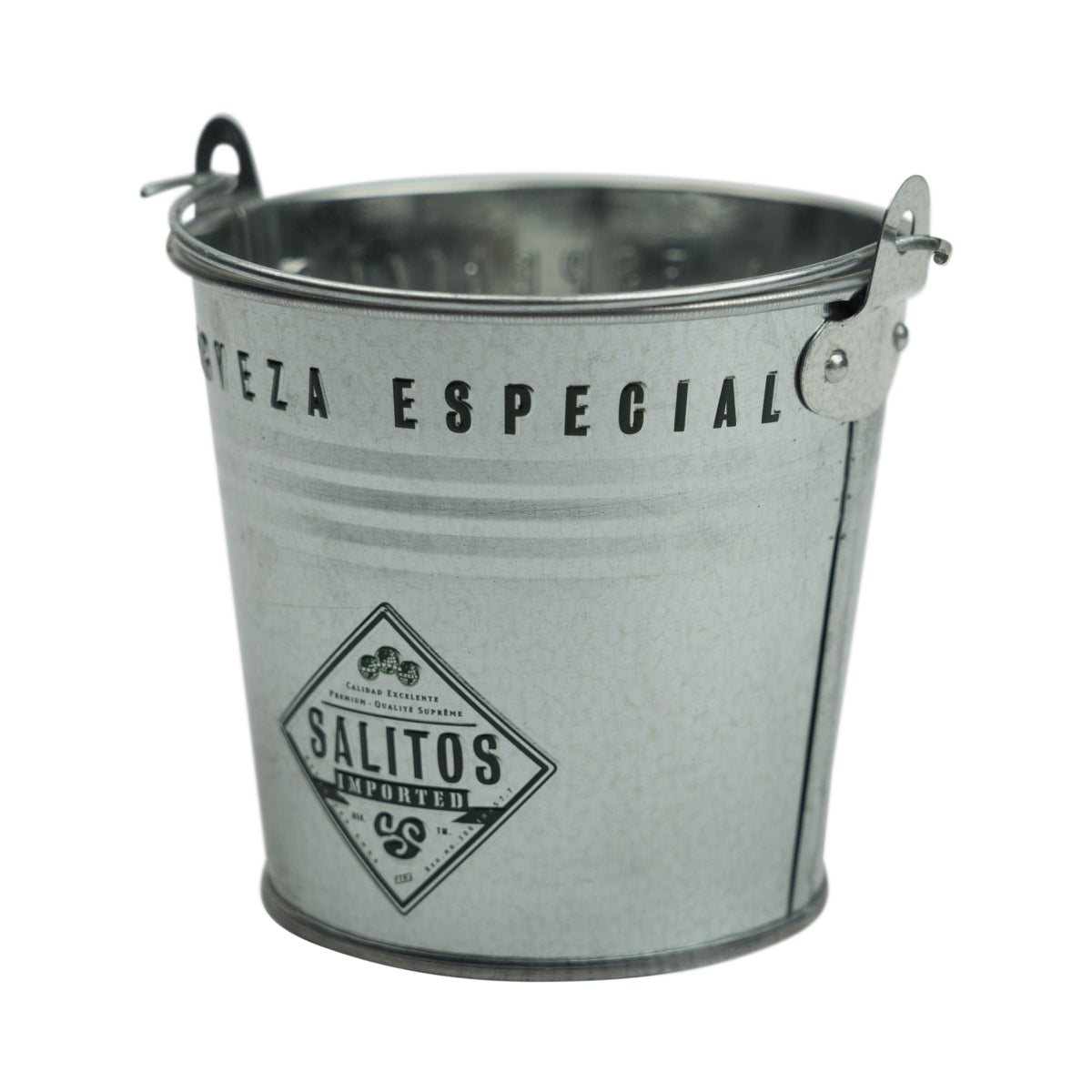 Salitos Refroidisseur à bière Mini seau Seau en métal Seau à glace Bar Métal Boîtes Ice Argent Noir – Vue 4