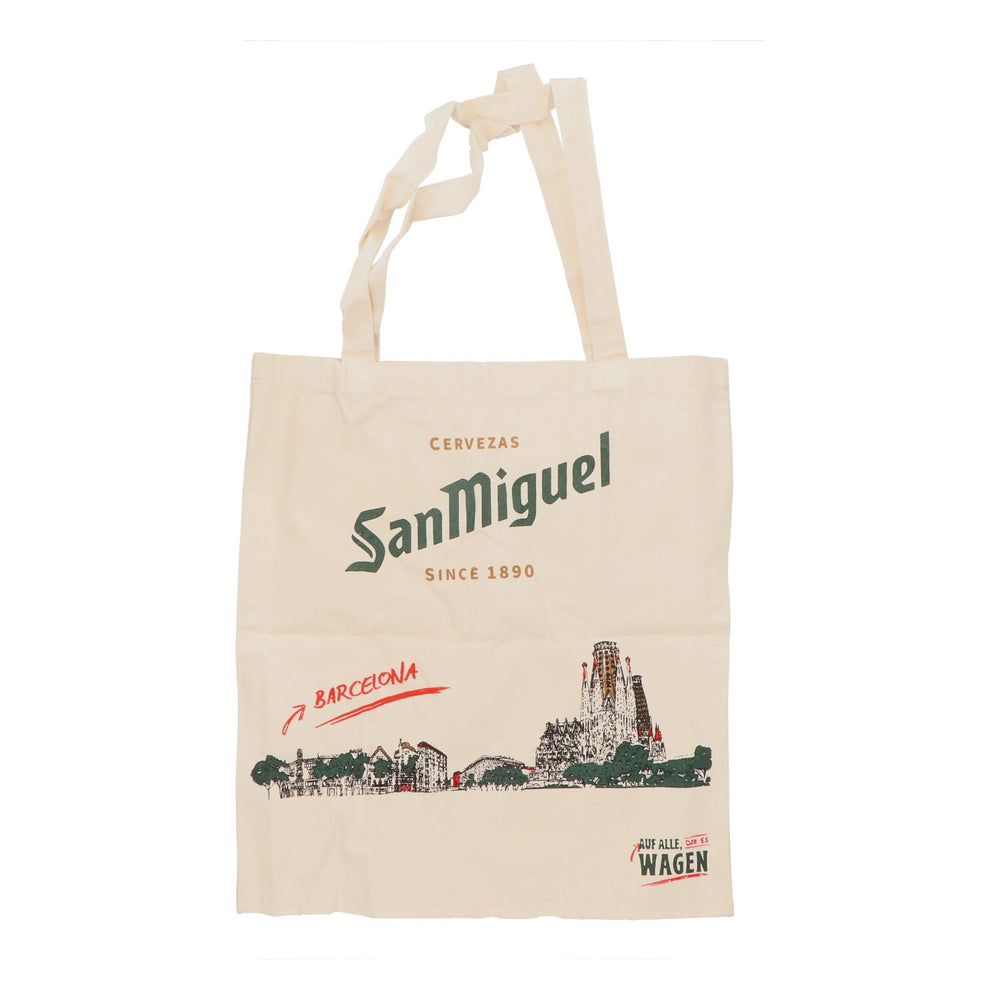 Sac en lin pour bière San Miguel Sac en jute Sac fourre-tout Sac à provisions « Barcelona »