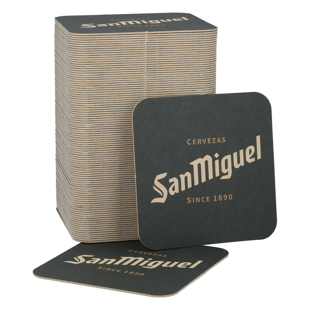 Sous-verre à bière San Miguel « Since 1890 », vert foncé, avec inscription uniquement, neuf