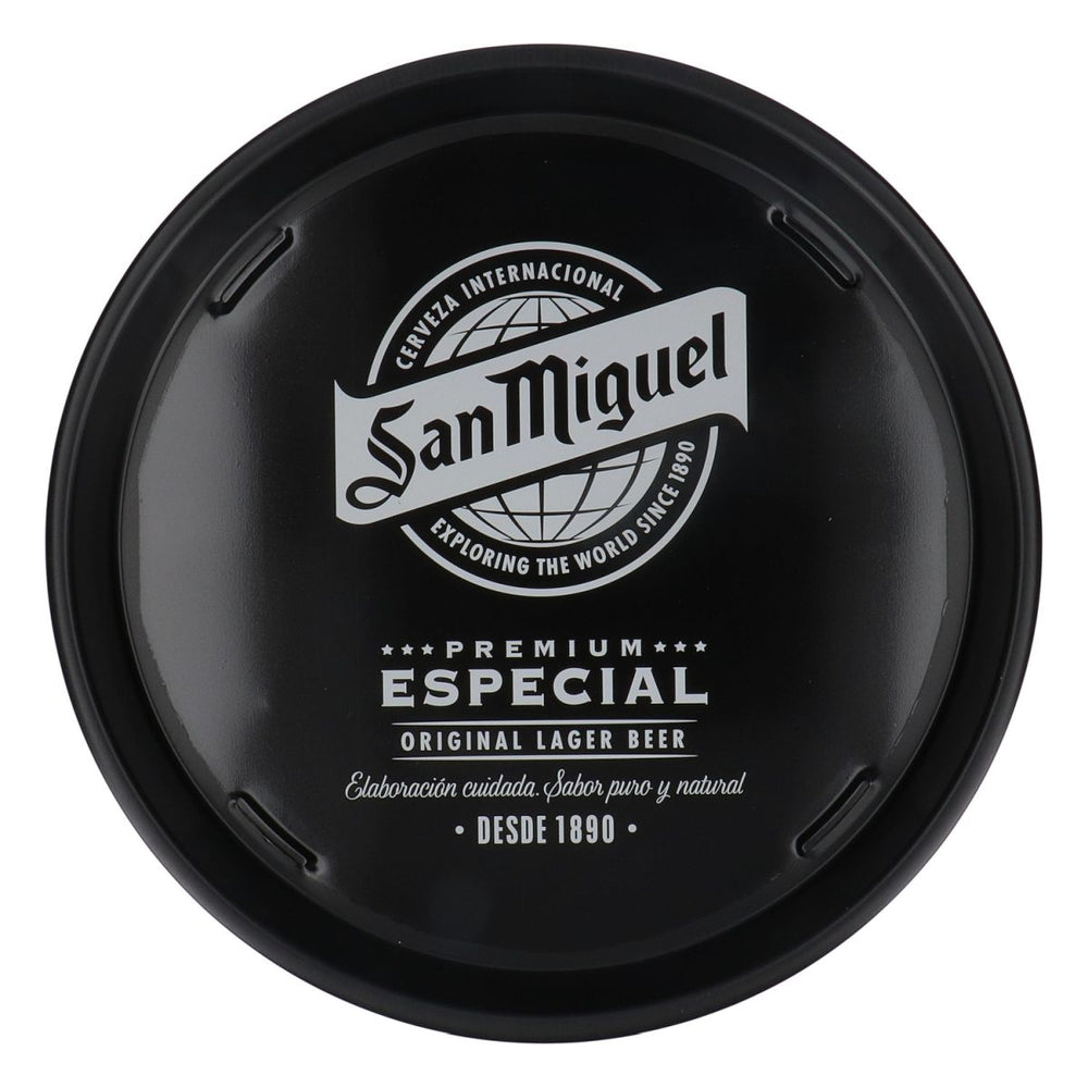 Bière San Miguel Plateau de service entièrement métallique Plateau de serveur noir  Rond