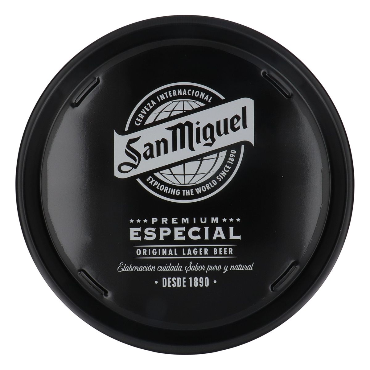 Bière San Miguel Plateau de service entièrement métallique Plateau de serveur noir  Rond