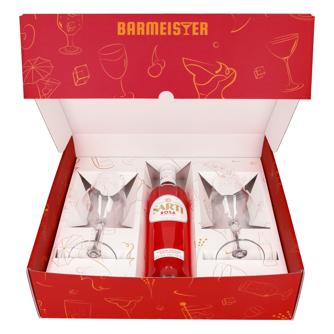 Sarti Spritz Geschenkset 0,7l Flasche 14,0 % Vol. + Spritzgläser–Pink – Ansicht 2