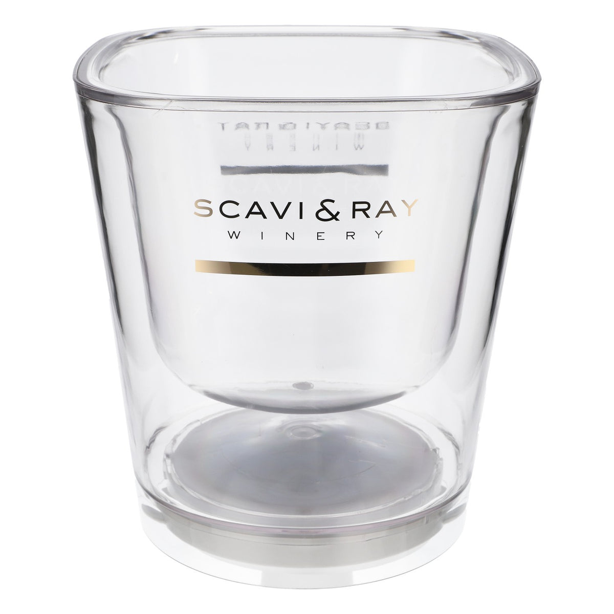 Scavi & Ray LED Refroidisseur à champagne rechargeable Refroidisseur à bouteille Transparent « Winery » inscription dorée, bloc d'alimentation inclus