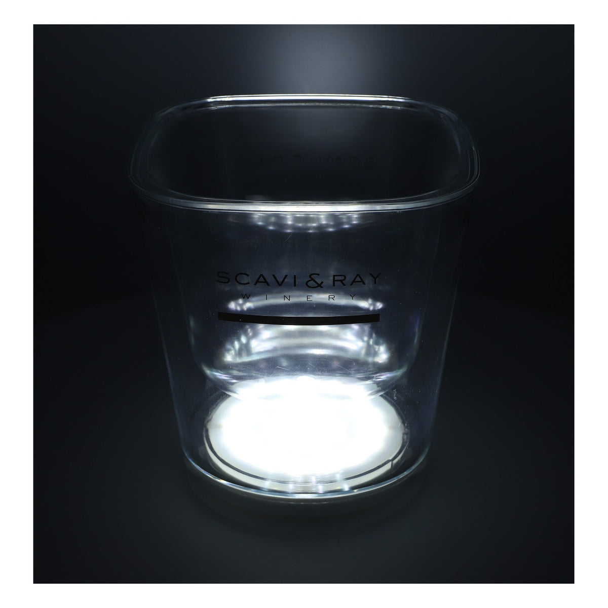Scavi & Ray LED Refroidisseur à champagne rechargeable Refroidisseur à bouteille Transparent « Winery » inscription dorée, bloc d'alimentation inclus – Vue 2