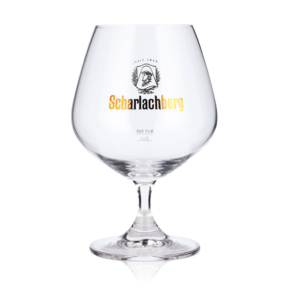 Verre à cognac Scharlachberg 4 cl, à pied, en cuivre, avec logo