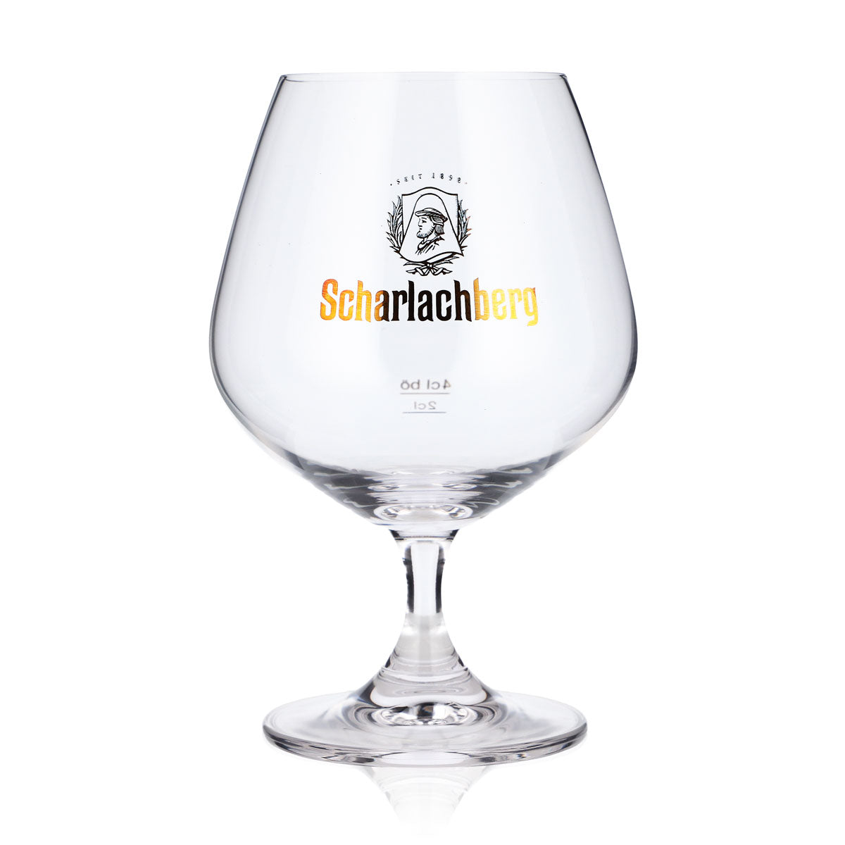 Verre à cognac Scharlachberg 4 cl, à pied, en cuivre, avec logo