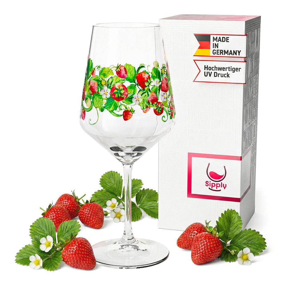 Verre à apéritif Sipply Summer Vibes avec motif fraise pour spritz, cocktails, vin, 0,5 l, effet transparent
