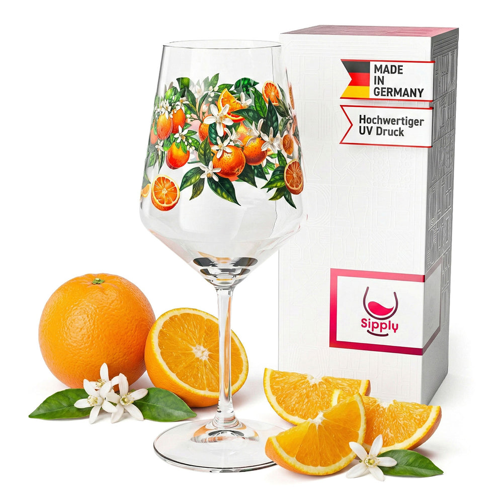 Verre à apéritif Sipply Summer Vibes avec motif orange pour boissons Spritz et cocktails, 0,5 l, avec effet transparent