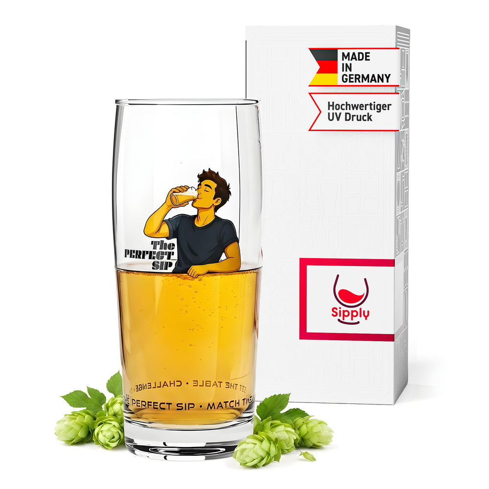 Verre à bière Sipply SETTING THE TABLE The Perfect SIP Willibecher 0,5 l - La tendance amusante des réseaux sociaux