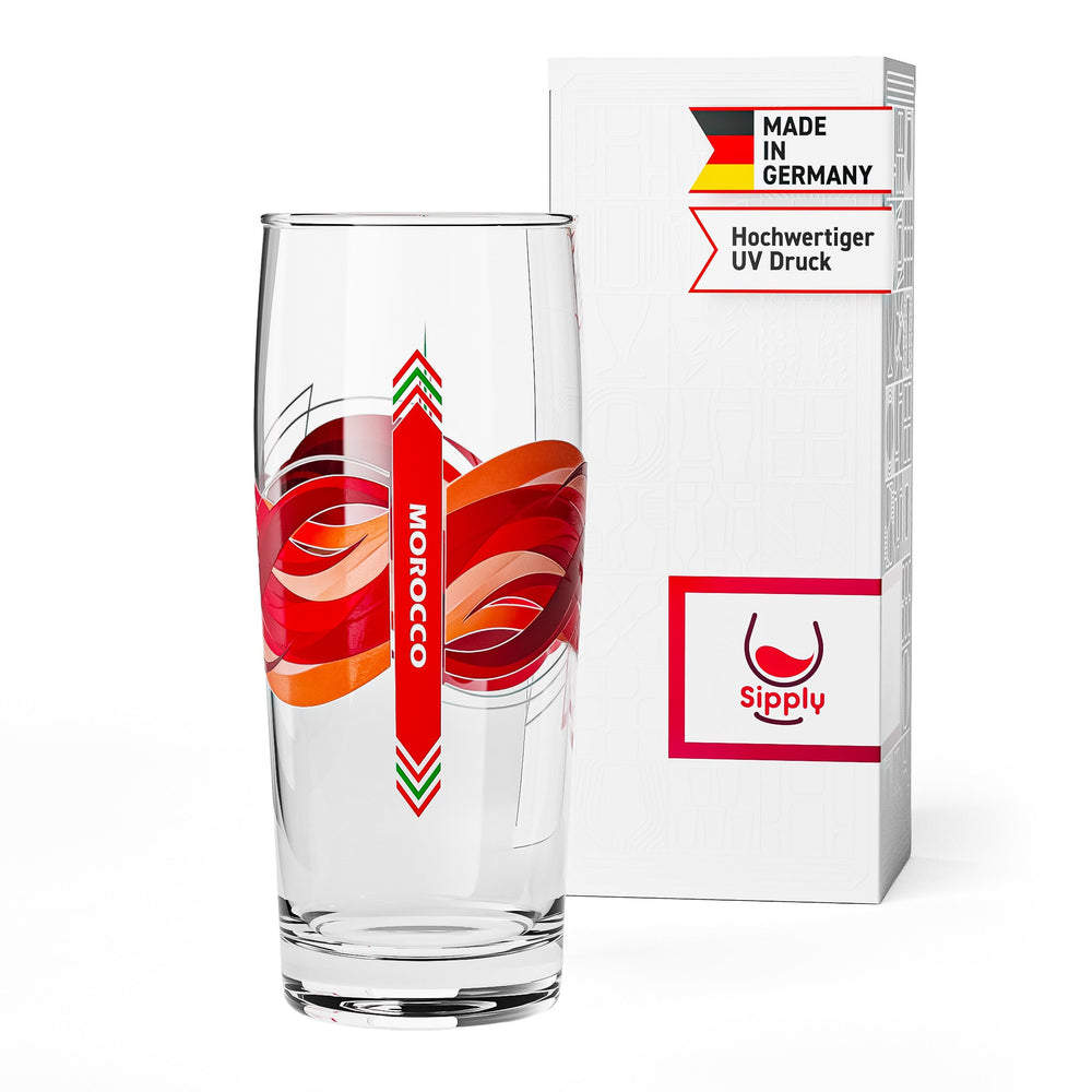 Sipply Verre à Bière Willibecher 0,3l avec le Drapeau de Votre Pays Maroc