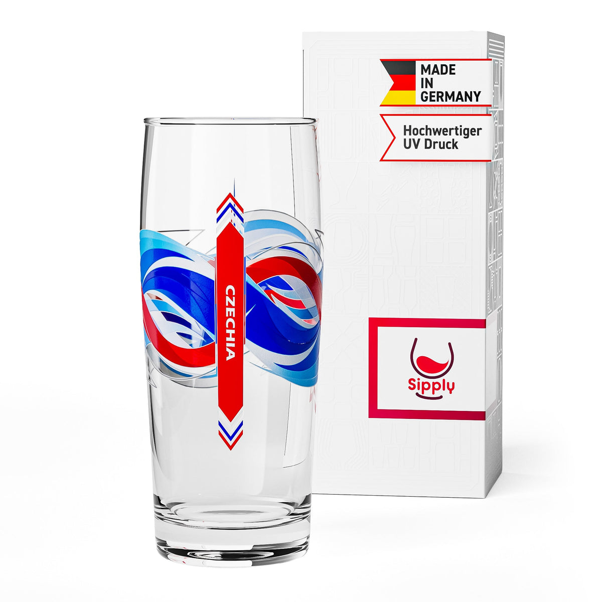Sipply verre à bière Willibecher 0,3l avec le drapeau de votre pays Tchécoslovaquie