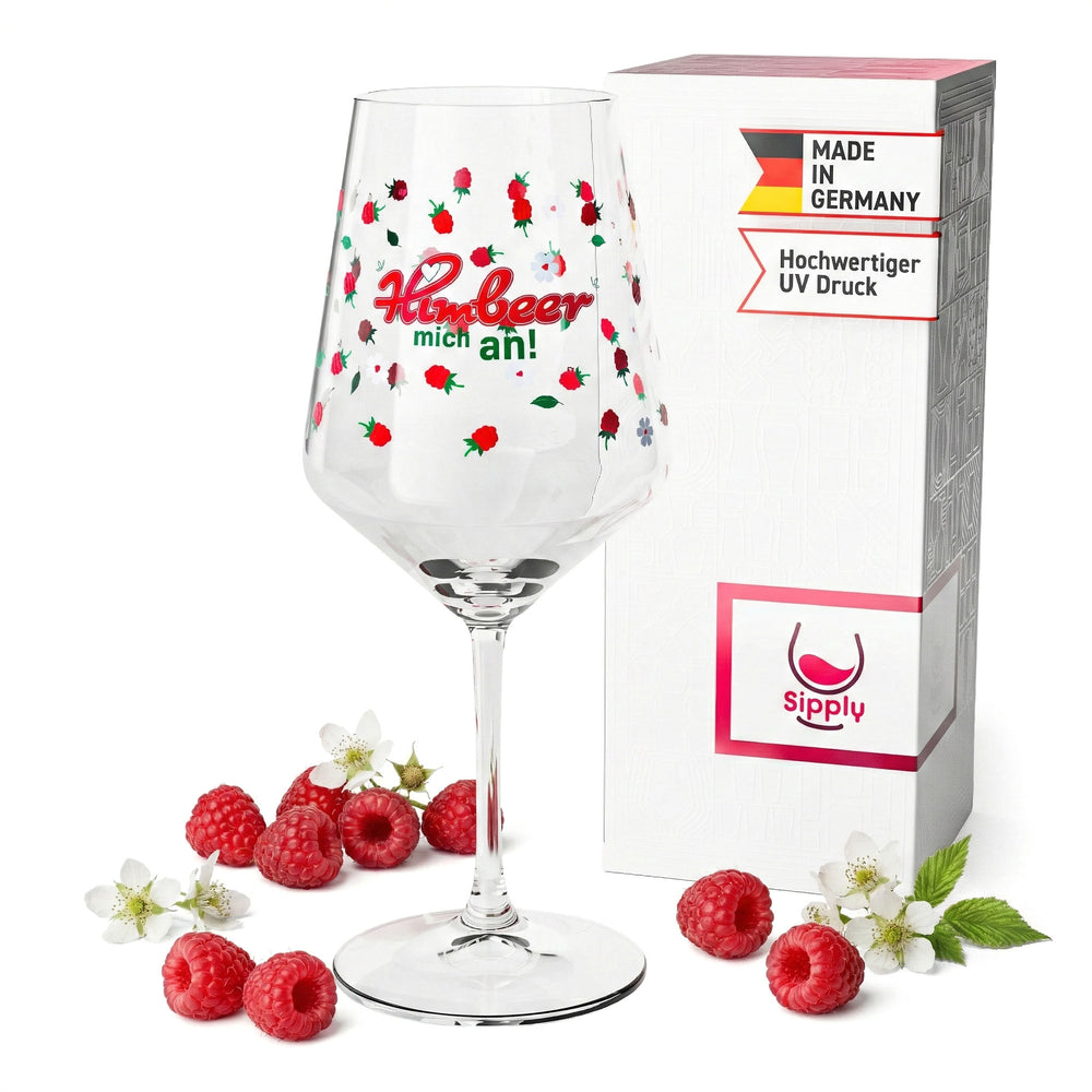 Verre à vin Sipply avec inscription humoristique « Himbeer mich an » (Raspberry me) 0,5 l
