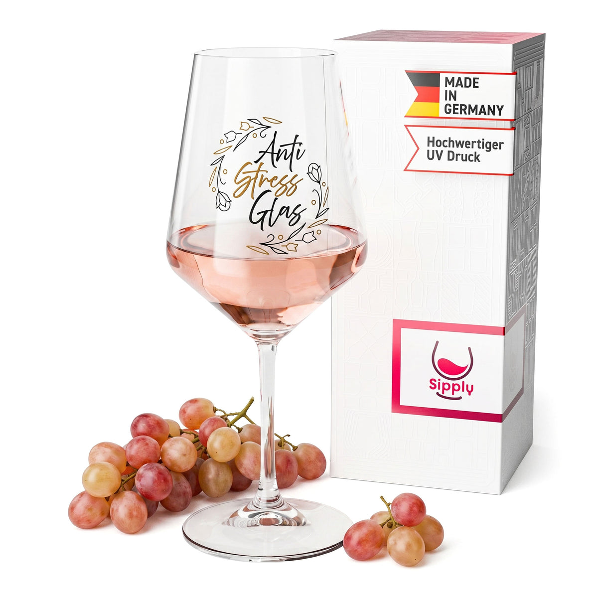 Verre à vin Sipply avec inscription « Anti Stress », 0,5 l