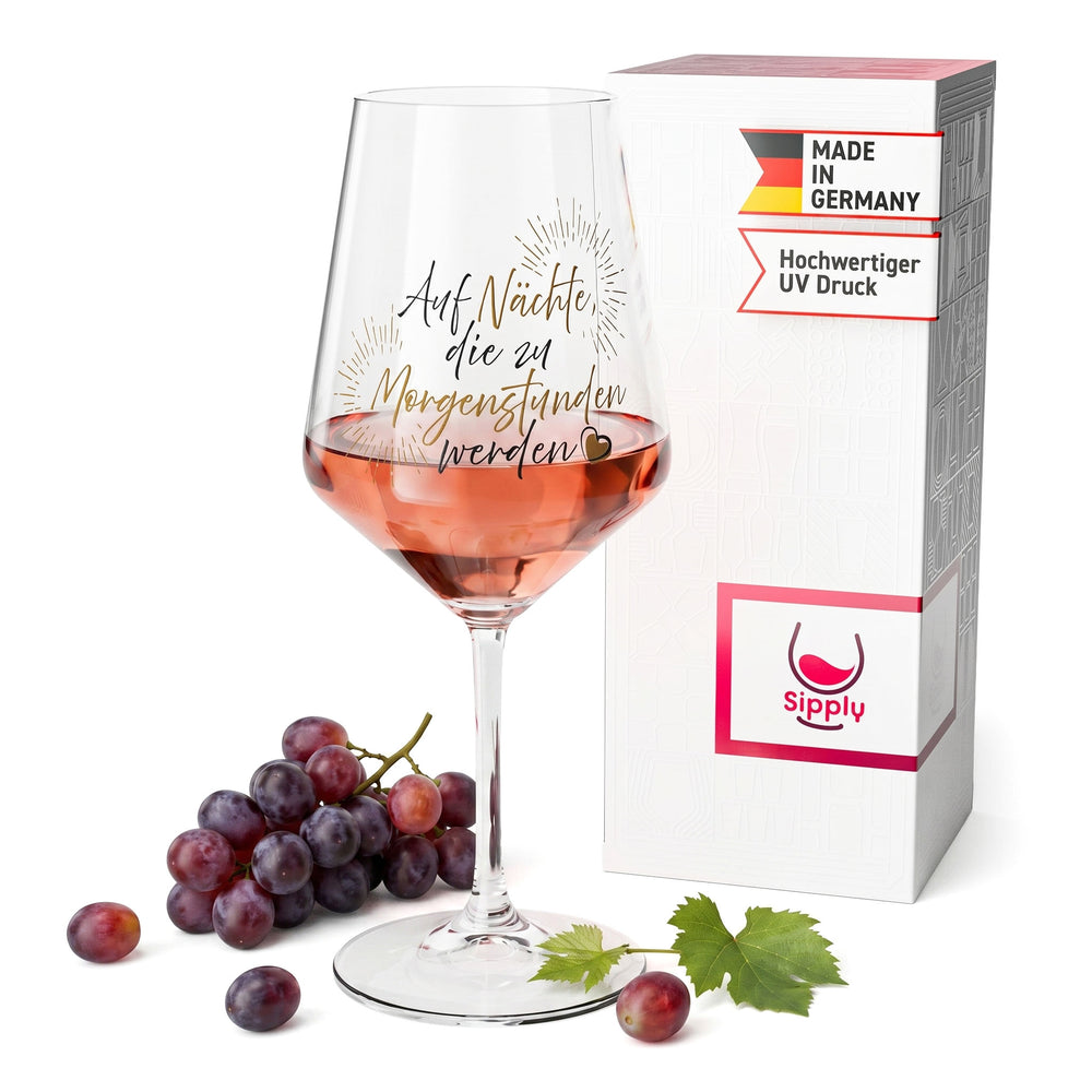 Verre à vin Sipply avec inscription « À ces nuits qui se transforment en aubes », 0,5 l