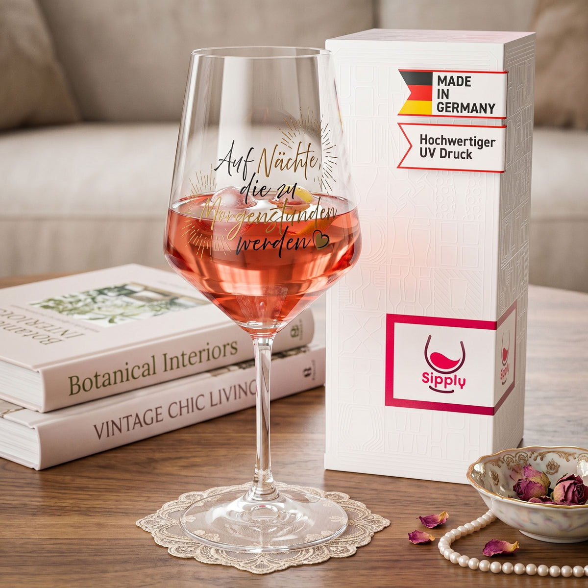 Verre à vin Sipply avec inscription « À ces nuits qui se transforment en aubes », 0,5 l – Vue 3