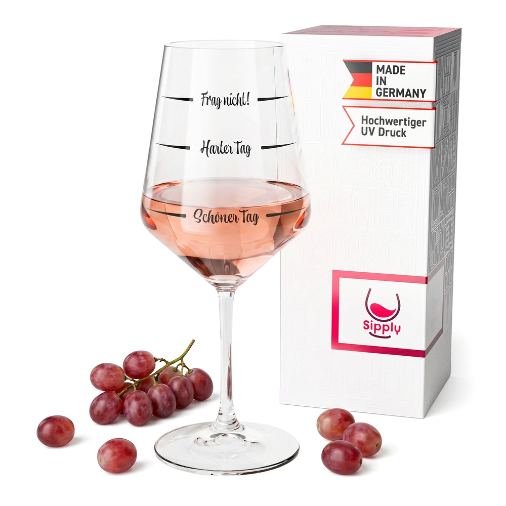 Verre à vin Sipply avec inscription « Ne pose pas de questions – Journée difficile, belle journée » V2, 0,5 l