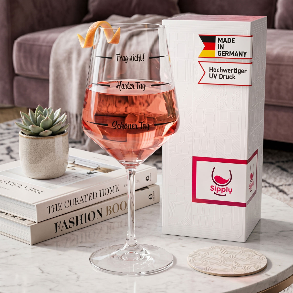 Verre à vin Sipply avec inscription « Ne pose pas de questions – Journée difficile, belle journée » V2, 0,5 l – Vue 3