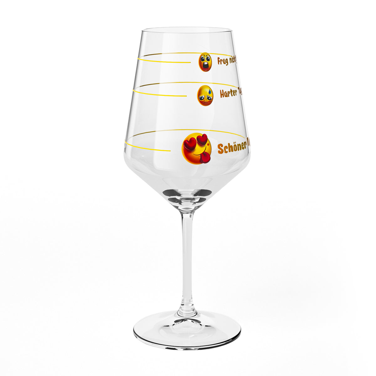 Verre à vin Sipply avec inscription « Ne pose pas de questions – Journée difficile, belle journée » et emoji, 0,5 l – Vue 6