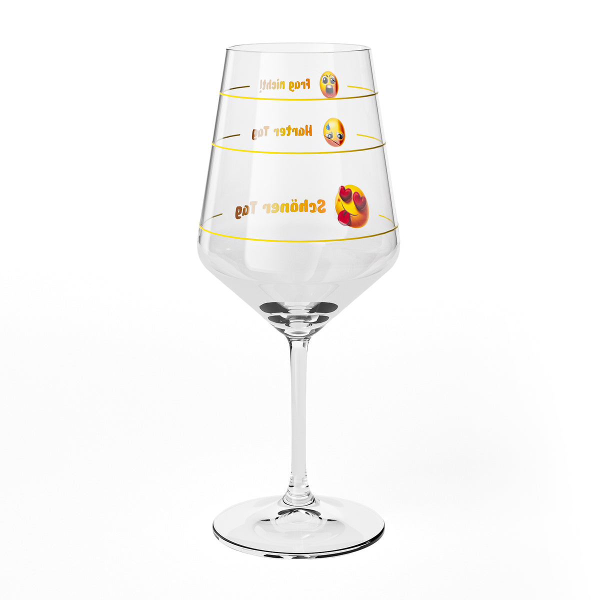 Verre à vin Sipply avec inscription « Ne pose pas de questions – Journée difficile, belle journée » et emoji, 0,5 l – Vue 8