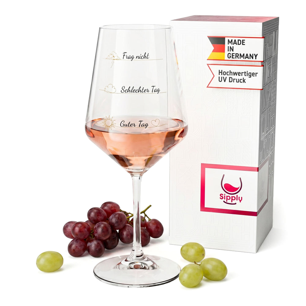 Verre à vin Sipply avec inscription « Ne pose pas de questions » – Mauvaise journée, bonne journée – 0,5 l